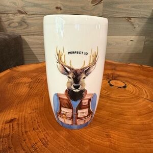 Perfect 10 White Ceramic Mug with Deer Design